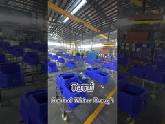 青い家畜用水タンク 防凍試験 自動制御流量30〜50L/min